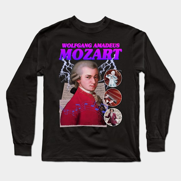 MOZART RAP TEE Wolfgang Amadeus Mozart Cool Vintage Retro 90's Graphic Classical Composer Band Version 2 T-Shirt Long Sleeve T-Shirt by blueversion